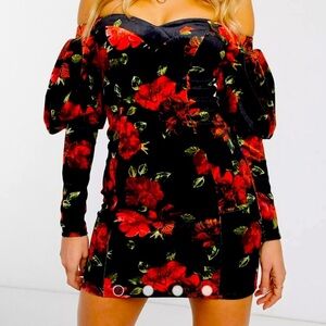 Floral Black and Red Women's Top